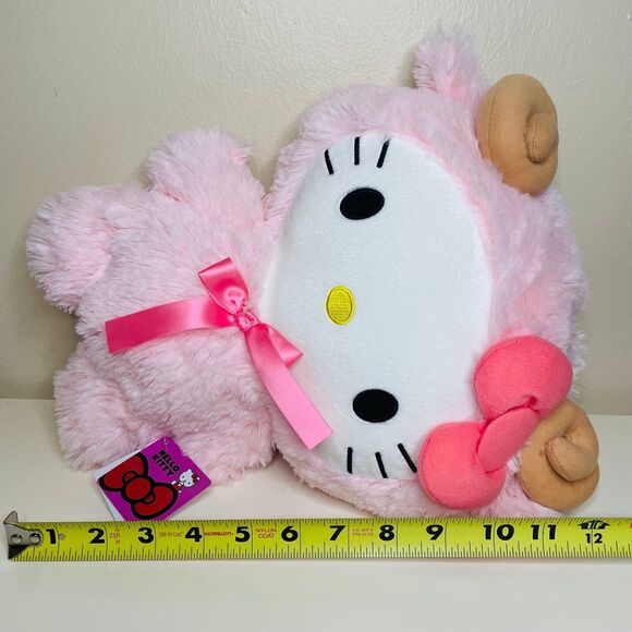 NWT  Authentic Sanrio Pink Hello Kitty in Ram Costume Fluffy LARGE Plushie 12” - Picture 3 of 5